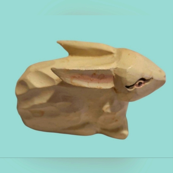 LOT OF ADORABLE VINTAGE EASTER BUNNY FIGURINES & PINK EGG HOLDER ~ HAND-PAINTED - Picture 10 of 12